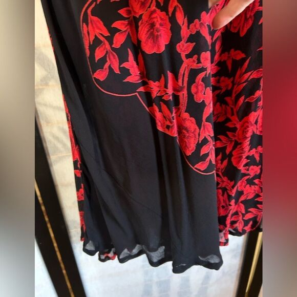 VTG Black & Red Reversible Floral Boho Feminine Whimsigoth Maxi Skirt S - Picture 8 of 12